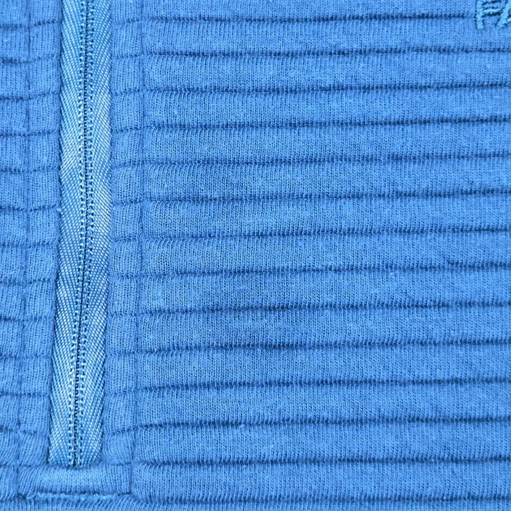 The North Face Quarter Zip Pullover Mens L Ribbed Textured Logo Activewear Blue
